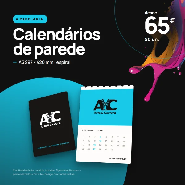 Calendário de Parede A3 — mockup