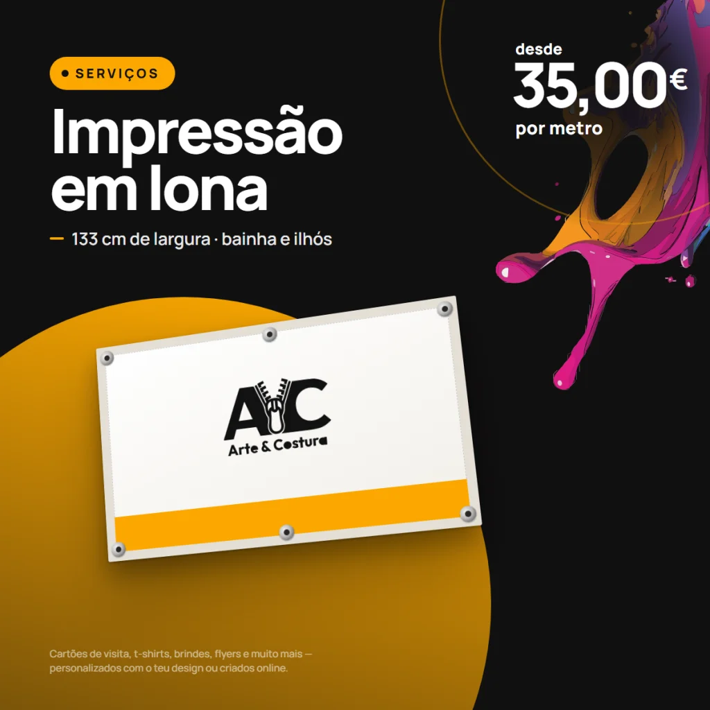Impressão em lona com bainha e ilhós