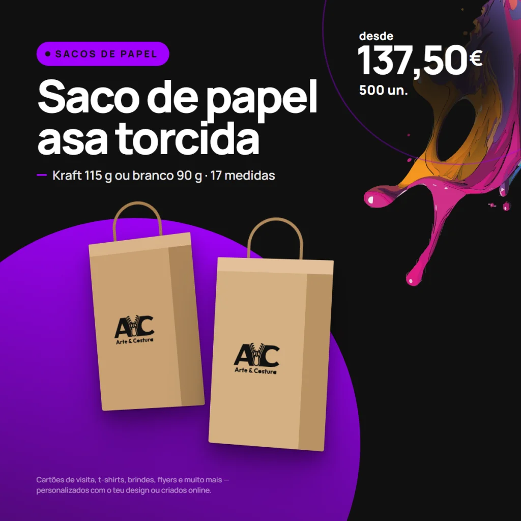 Saco de papel asa torcida — kraft