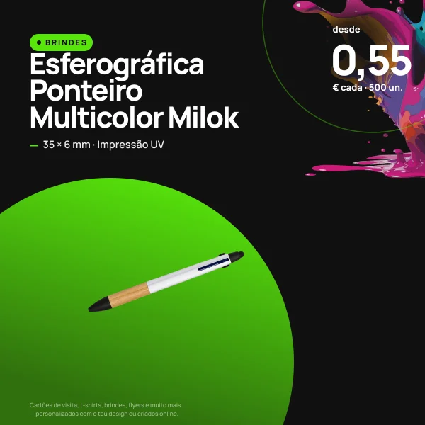 Esferográfica Ponteiro Multicolor Milok