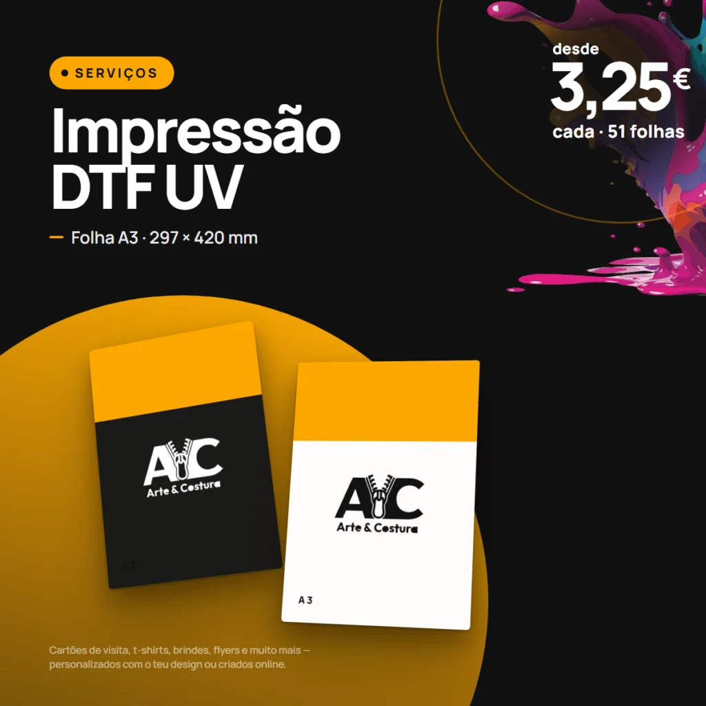 Impressão DTF UV (folha A3)