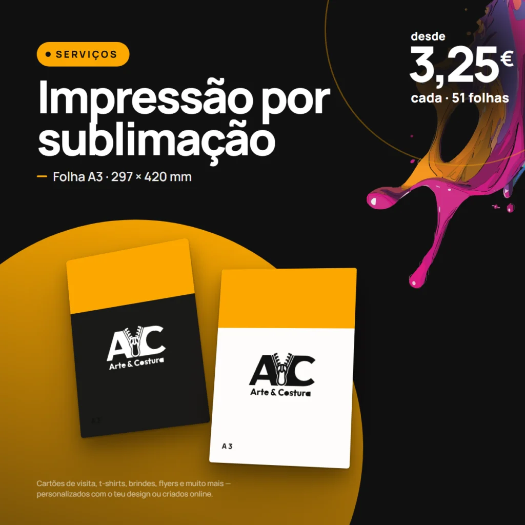 Impressão Sublimação Folhas A3